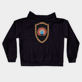 Many Legs, Many Eggs (Shield Copper Celtic Rope on black leather) Kids Hoodie